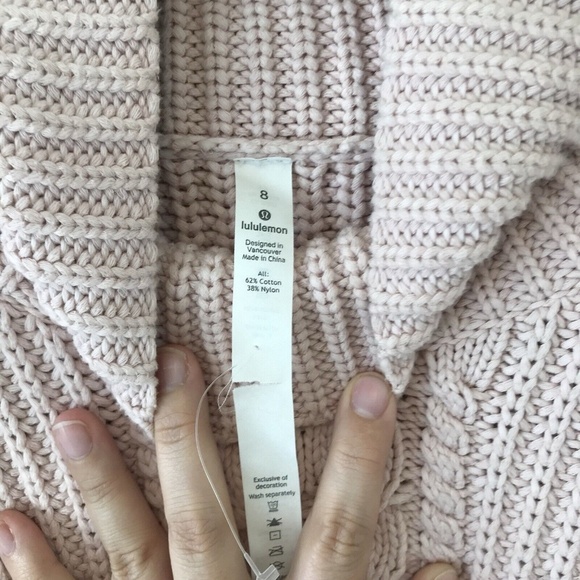 Lululemon Bring The Cozy Turtleneck Sweater Sz 8 Misty Pink Cable Knit NWOT - Picture 7 of 13